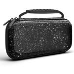 homicozy Glitter Carrying Case Compatible with Nintendo Switch OLED & Switch Console,Black Protective Hard Travel Case Shell Pouch for Nintendo Switch Console/Accessories,Switch Gaming Cases for Girls