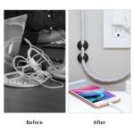 Flezoo Cord Holder Cable Holder, 12PCS Black Adhesive Cable Clips Cord Organizer Charger Holder Wire Management Keeper for Nightstand, Office, Desk or Mouse
