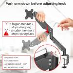Suptek Monitor Mount Gas Spring Monitor Arm Desk Mount Fully Adjustable Fits 17 20 22 23 24 26 27 32 35 inch Monitors Weight Capacity up to 24.25 lbs