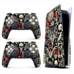 Skin Sticker for Game Console 5 Cover - Horror Gothic, Compatible with Both Disc Edition & Digital Edition (not Slim Ver) - 2 Controller Skins & Console Skin - No Bubble, Full Protection, Removable