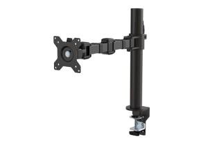 Amazon Basics Single Computer Monitor Stand with Cable Management, Height Adjustable VESA Desk Arm Mount, Fully Adjustable Tilt and Rotation, Steel, Black, Fits 13-30" Screens