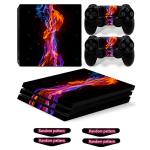Decal Skin for Ps4 Pro, Whole Body Vinyl Sticker Cover for PlayStation 4 Pro Console and Controller (Include 4pcs Light Bar Stickers)(PS4 Pro, Yellow red fire)