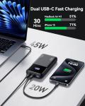 INIU 20000mAh Laptop Power Bank, Compact 65W PD Dual Fast Charging Portable Charger, Flight-Safe Battery Pack with USB C Cable for Travel MacBook iPad Tablet Switch iPhone 17 16 Pro Samsung S25