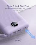 VRURC Portable Charger Power Bank, 10000mAh Travel Essentials Battery Pack, 5 Outputs 2 Inputs Slim Charging Bank Built-in Cables Cords for iPhone 17 16 15 14 13,Samsung,Android-Lavender(1 Pack)