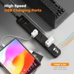 2 Pack Power Strip Surge Protector - 5 Widely Spaced Outlets 3 USB Charging Ports, 1875W/15A 6Ft Braided Extension Cord, Flat Plug Overload Protection, Wall Mount for Home Office Dorm Room Essentials