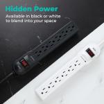 KMC 6-Outlet Surge Protector Power Strip 2-Pack, 900 Joules, 4-Foot Extension Cord, Overload Protection, Black
