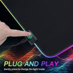 TIDALSOIL RGB Gaming Mouse Pad, 31.5 x 11.8 Inch Oversized Mouse Mat with 12 Light Modes, Non-Slip Rubber Base, Large Keyboard Pad for PC Gaming, Office, Black