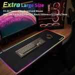 TIDALSOIL RGB Gaming Mouse Pad, 31.5 x 11.8 Inch Oversized Mouse Mat with 12 Light Modes, Non-Slip Rubber Base, Large Keyboard Pad for PC Gaming, Office, Black