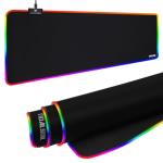 TIDALSOIL RGB Gaming Mouse Pad, 31.5 x 11.8 Inch Oversized Mouse Mat with 12 Light Modes, Non-Slip Rubber Base, Large Keyboard Pad for PC Gaming, Office, Black