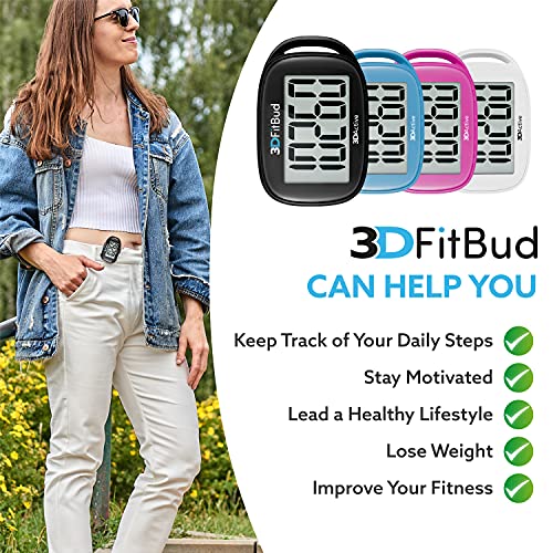 3DFitBud 3D Pedometer with Clip and Lanyard