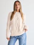 Cream Oversized Cable Knit Sweater for Women