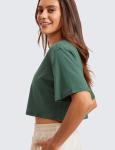 Pima Cotton Women's Crop Top in Graphite Green