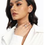 18K White Gold Cubic Zirconia Halo Promise Ring