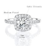 18K White Gold Cubic Zirconia Halo Promise Ring