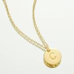 Personalized Gold Initial Necklace with Hammered Disc