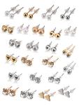 24-Pair Crystal and Pearl Stud Earring Set