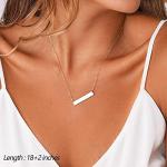Dainty Pearl Bar Necklace with Hammered Disc