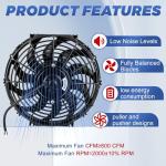 12" Black Universal Electric Radiator Slim Fan 2PCS