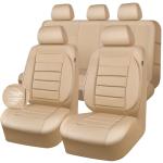CAR PASS Beige Leather Seat Covers Full Set
