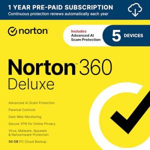 Norton 360 Deluxe 2026: AI Antivirus for 5 Devices