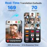 Smart AI Translation Earbuds for 168 Languages