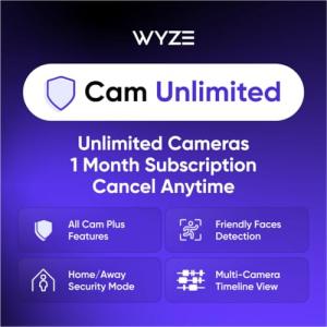 Wyze Security Plan - Cam Unlimited | Unlimited Cameras | 1 Month Subscription. Full AI features | Facial Recognition for Friendly Faces | Smart Detection for Person, Pet, Package, Vehicle and Glass Break | Security Surveillance and Monitoring | Rolling 14 Days Event Video Recording | Activation Required | Cancel Anytime