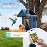Smart Bird Feeder with Camera Outdoor Birdhouse:AI Identifies 11000+ Species, Features 3K HD Quality and Arrived Alerts Function,Powered by 3 Solar Panels,Gifts for Mom Dad Bird Lovers