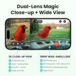 Birdfy 2 Smart Bird Feeder with Camera, AI Identifies Bird Species, Dual-Lens 2K Camera for Live Streaming & Close-Up Photos, Solar-Powered Backyard Birdwatching Gift