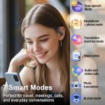 Ai Translation Earbuds Real Time,164 Languages Translator Earbuds with 6 Translation Modes/No Subscription,Audio and Video Calls Translator Headphones,Audifonos Traductores Inglés Español, Coal Black