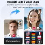 Ai Translation Earbuds Real Time,164 Languages Translator Earbuds with 6 Translation Modes/No Subscription,Audio and Video Calls Translator Headphones,Audifonos Traductores Inglés Español, Coal Black