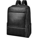 Black Luxury Leather Backpack for Men 17.3-inch