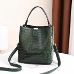Vintage Crocodile Print Bucket Bag for Women