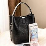 Vintage Crocodile Print Bucket Bag for Women