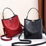 Vintage Crocodile Print Bucket Bag for Women