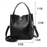 Vintage Crocodile Print Bucket Bag for Women