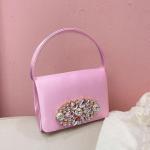 Luxury Satin Diamond Clutch Bag for Evening Events