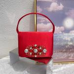 Luxury Satin Diamond Clutch Bag for Evening Events