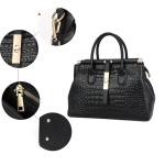Crocodile-Print Leather Tote Bag for Women