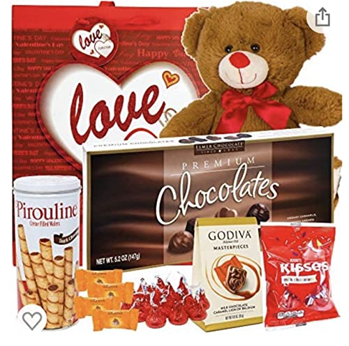 Valentine's Day Gift Basket with Teddy Bear and Treats