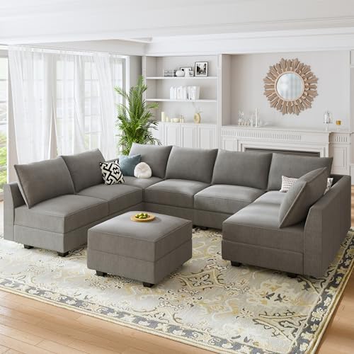 HONBAY Gray U-Shaped Reversible Sectional Sofa