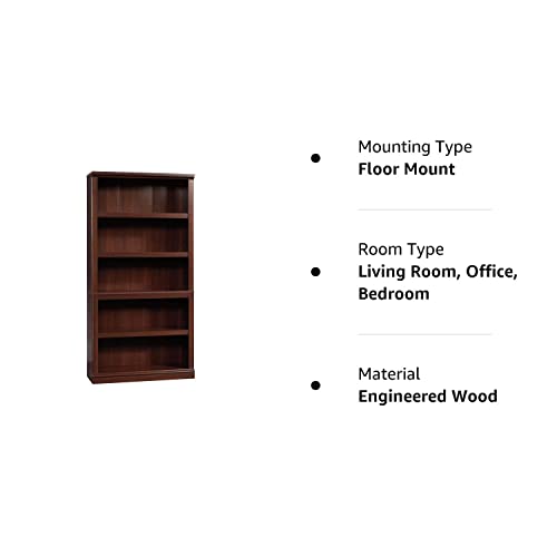 Sauder 5-Shelf Bookcase in Cherry Finish