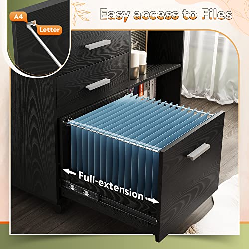 DEVAISE Mobile 3-Drawer Wood File Cabinet