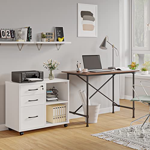 Mobile 3-Drawer Office File Cabinet with Shelf