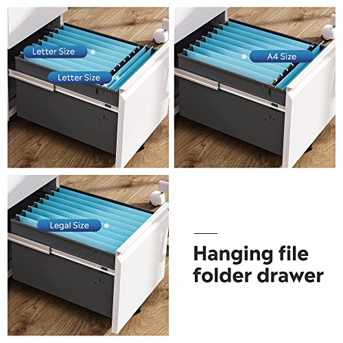 2-Drawer Mobile File Cabinet with Lock - White