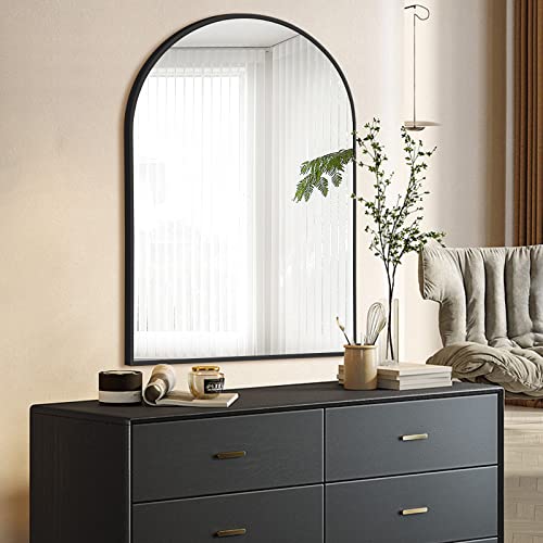 Curved Black Wall Mirror for Bathroom or Living Room