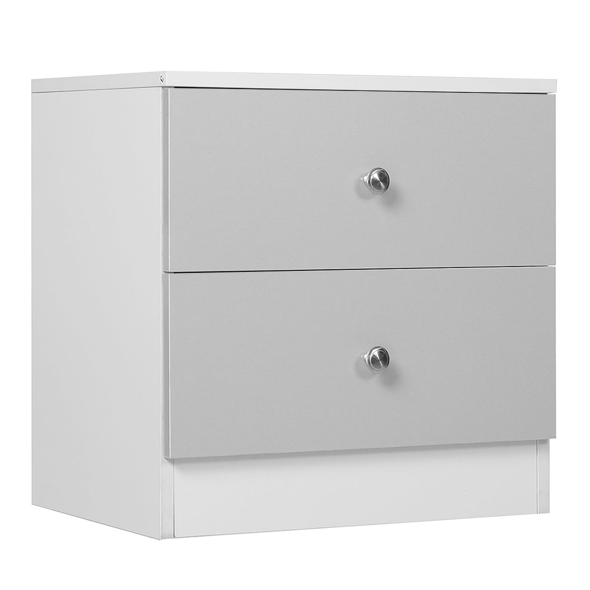 Modern Gray and White 2-Drawer Nightstand