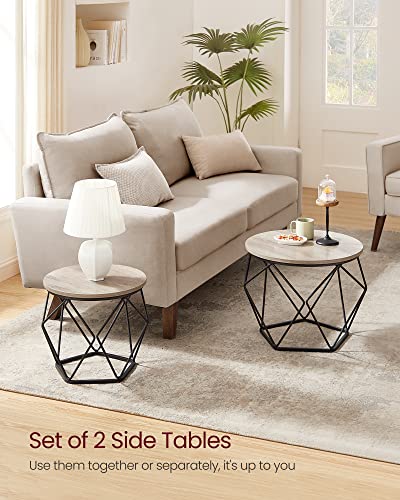 VASAGLE 2-Piece Greige and Black Side Table Set
