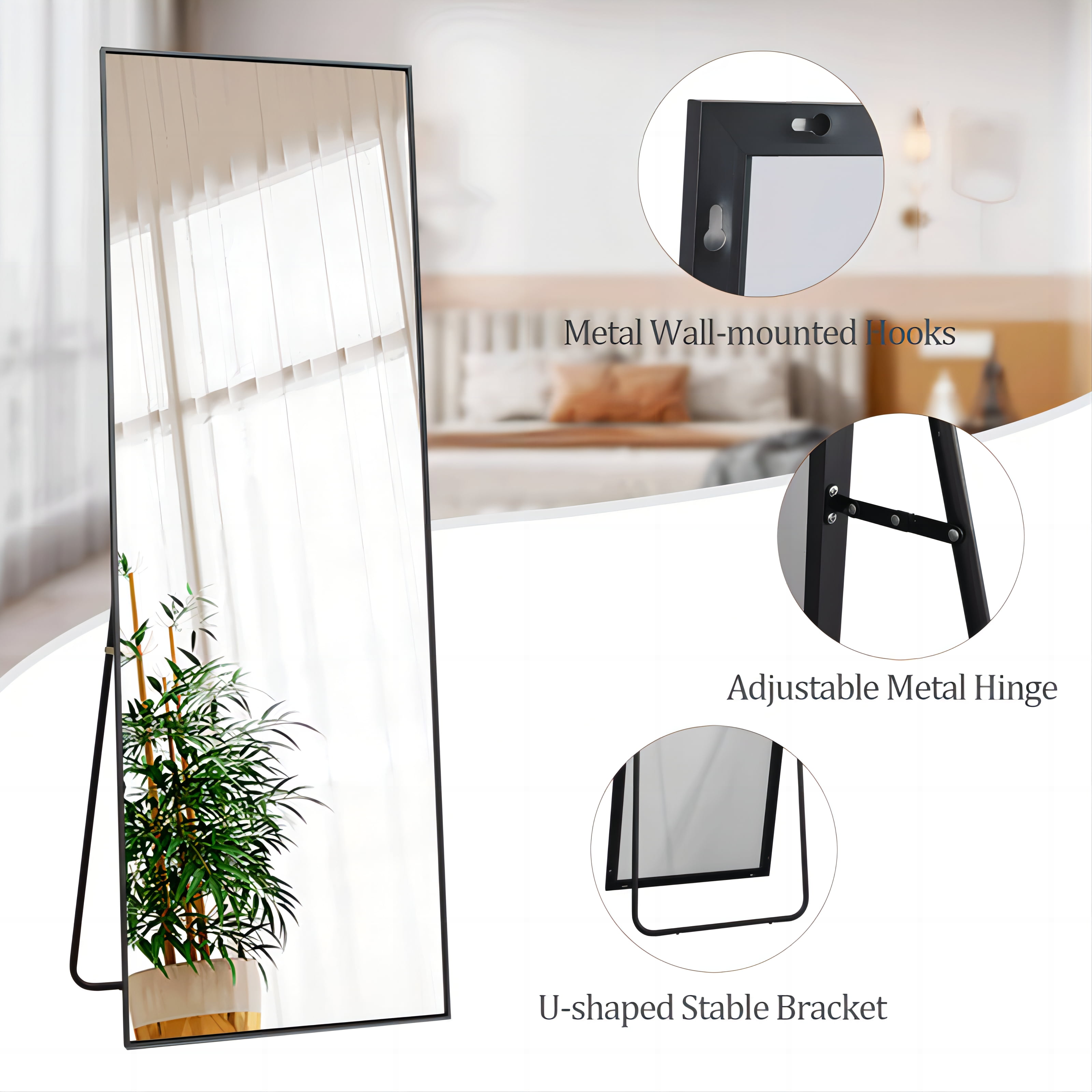 Black Full Length Dressing Mirror 64"x21
