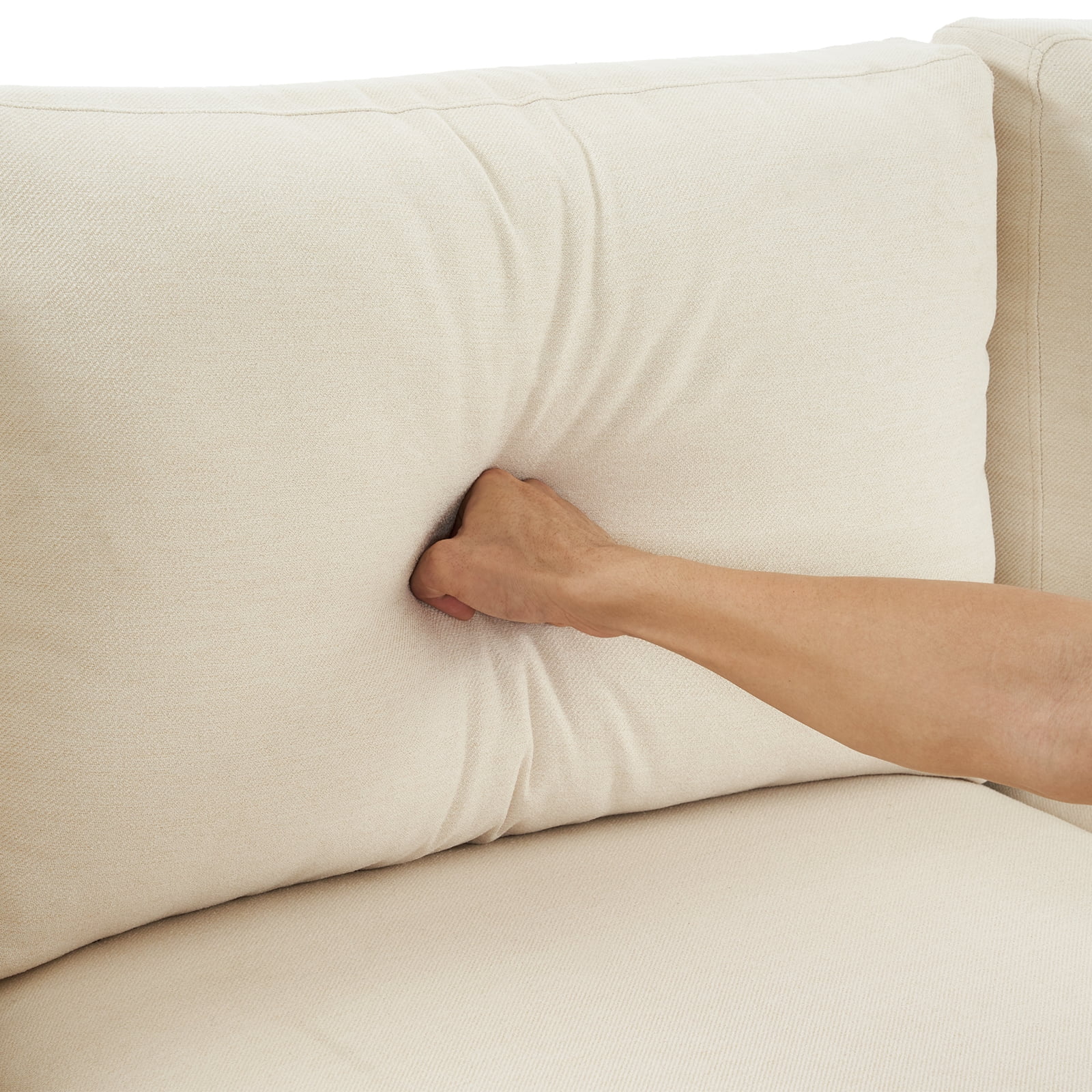 Beige U-Shaped Convertible Sectional Sofa with Chaise