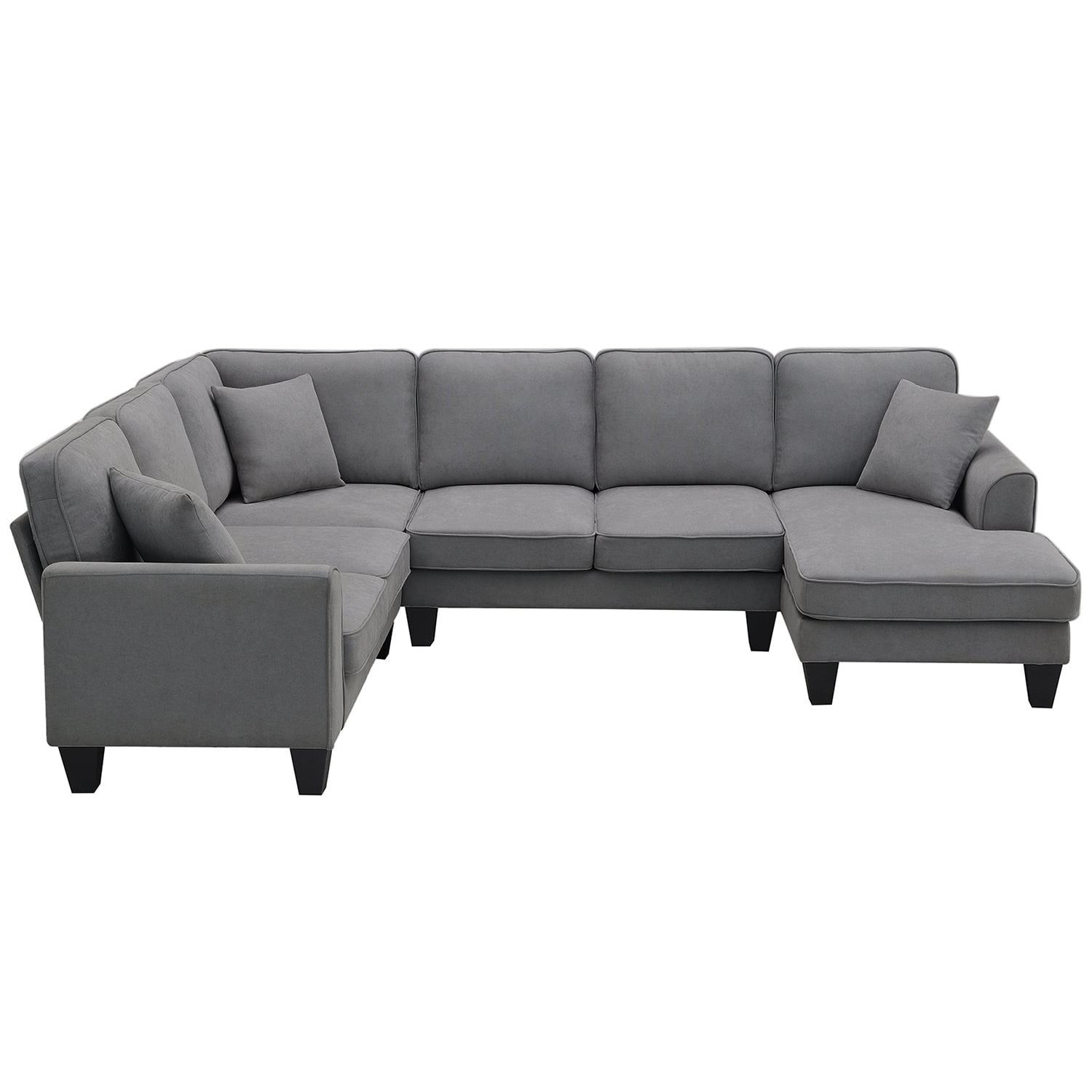 Dark Gray U-Shaped Modular Sectional Sofa with Recliner